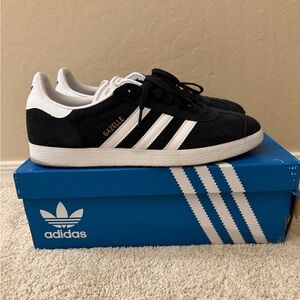 adidas mens Gazelle Suede Sneakers in Black and White